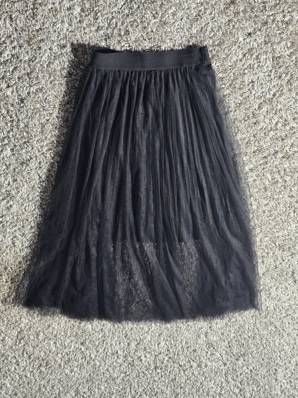 Black Tulle Maxi Skirt with Elastic Waistband
